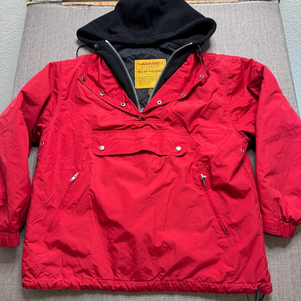 Limited Outdoors Big Air Pullover Red Anorak Fleece Lined Jacket Mens Small F/96